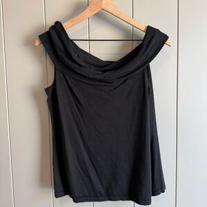 Lauren Ralph Lauren Tank Womens XL Black Silk Blend Knit Drape Neck Sleeveless